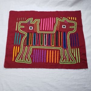 Colorful Textile Art with Animal Design Mola San Blas Islands Panama